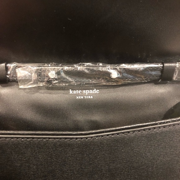 KATE SPADE Black and Silver Slide Lock Clutch Crossbody Bag Silver Accents NWOT - Picture 16 of 17